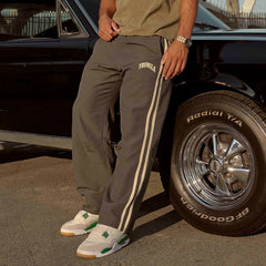 YOUNGLA Men's Double Stripe Joggers – Straight Leg Gym & Casual Pants