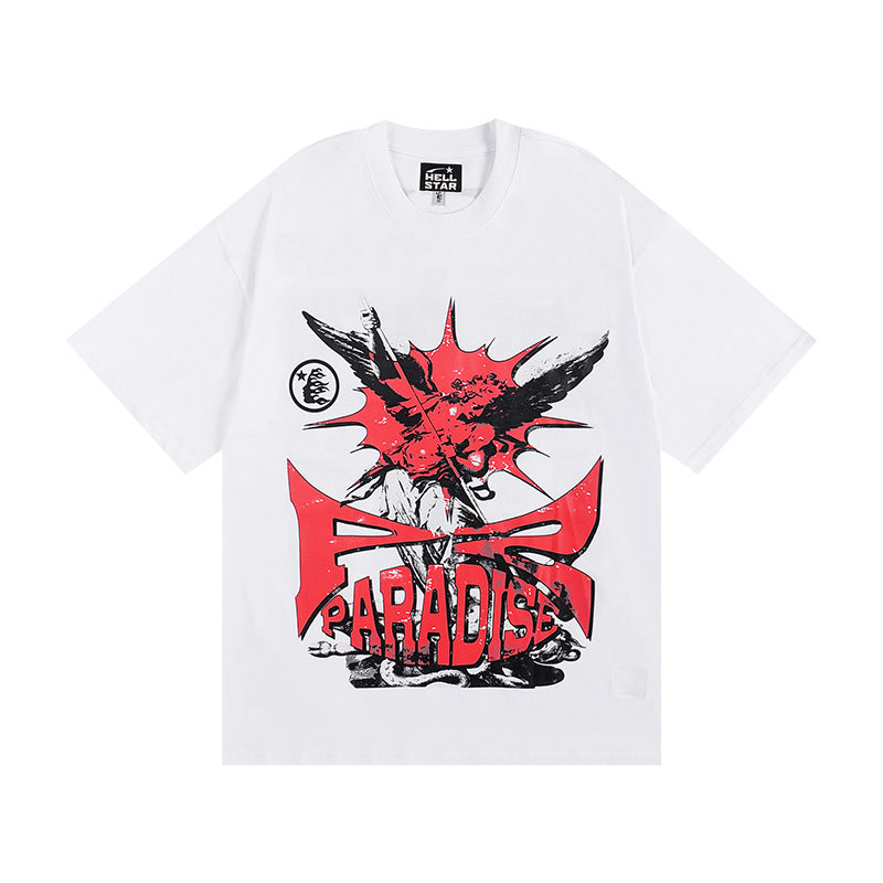HELLSTAR Hip-Hop Graphic Letter Print Streetwear Oversized Cotton Tee