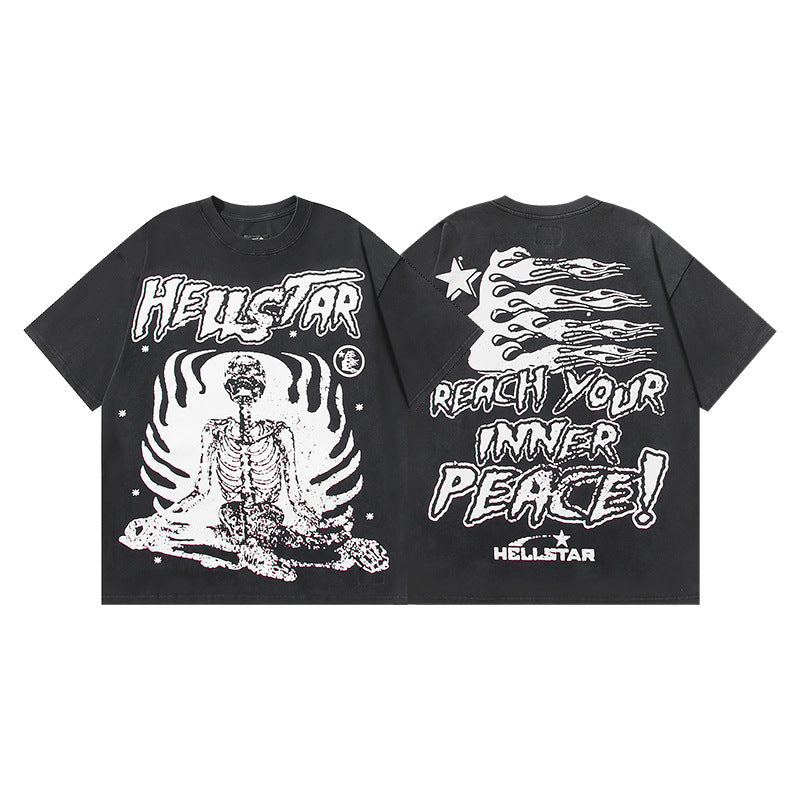 Vintage Washed Oversized Graphic Tee – Unisex American Streetwear