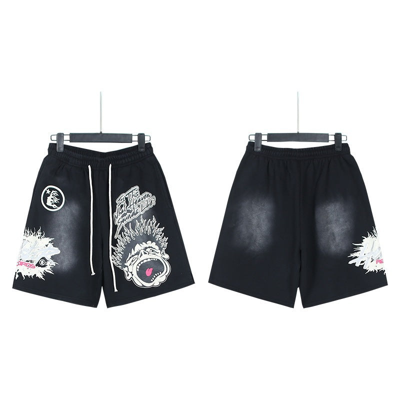 Hellstar Acid-Washed Graphic Tee & Shorts Set