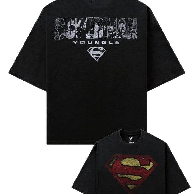 YOUNGLA x Yu-Gi-Oh Superman Oversized Graphic Tee – Men's Streetwear Cotton T-Shirt