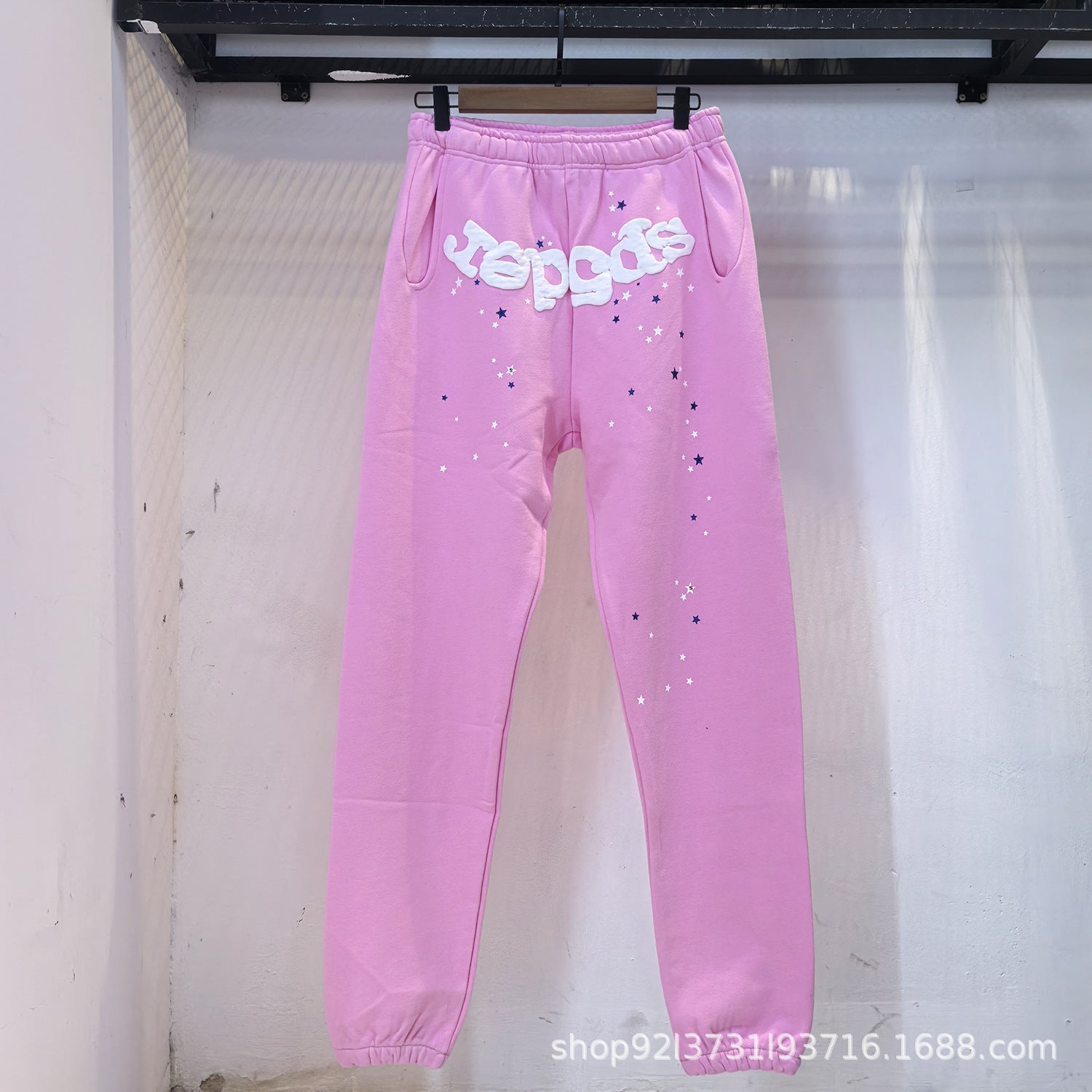 Sp5der 555555 Rhinestone Bubble Letter Spider Web Hoodie & Sweatpants