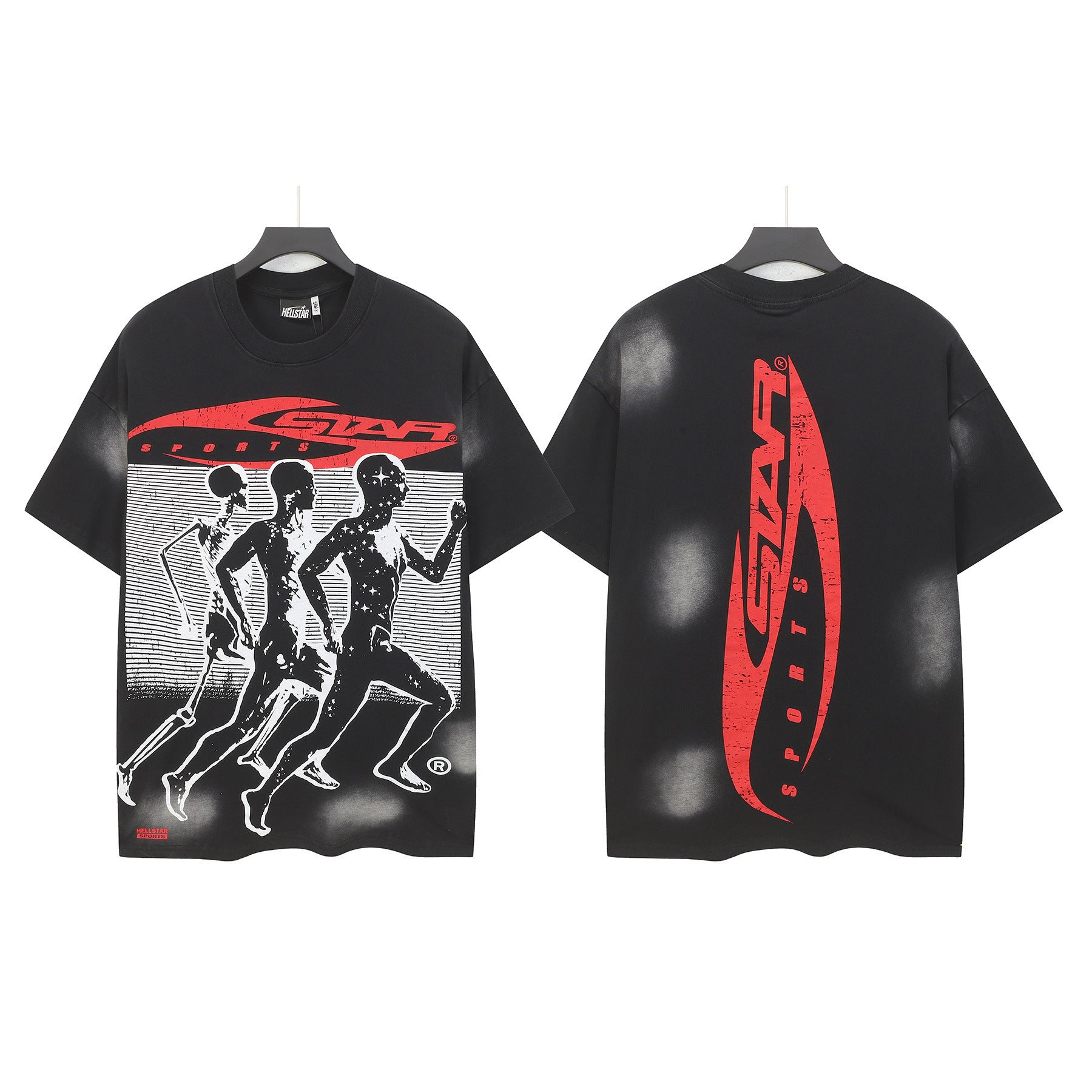 Hell Star Heel Washed Vintage American Print Short Sleeve T-Shirt