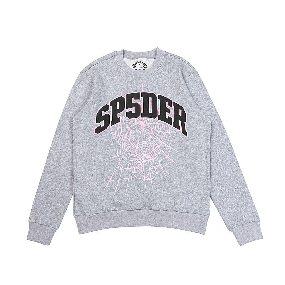 25ss High Quality SP5DER American Streetwear Rhinestone Foam Letter Spider Web Hoodie (Unisex)