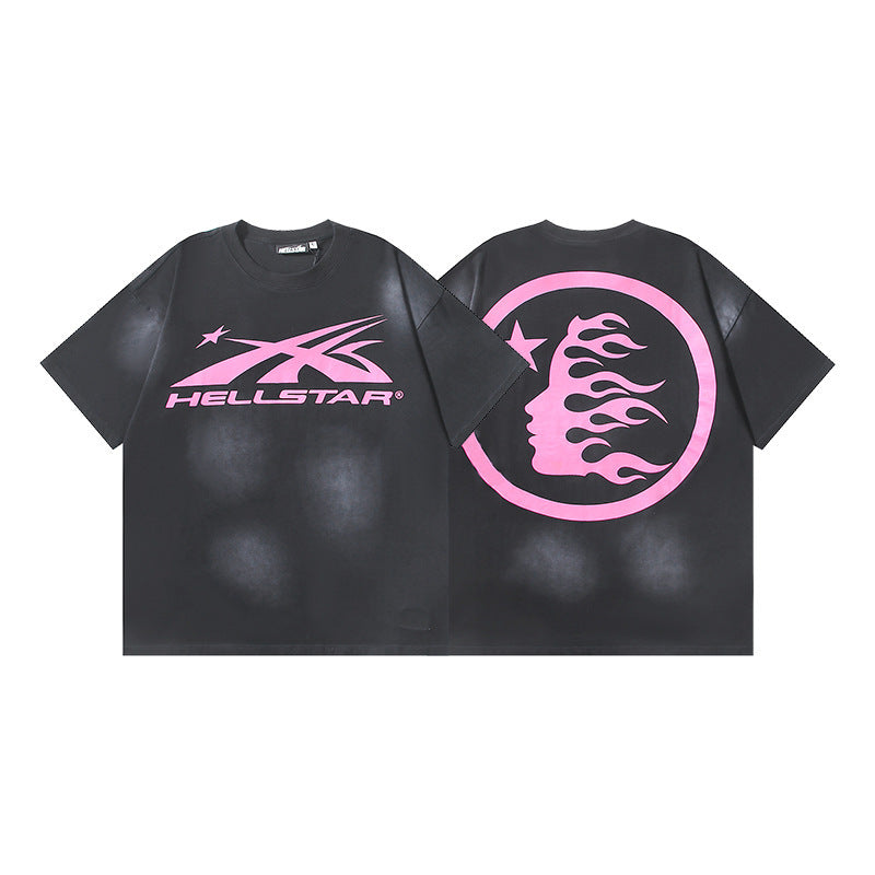 HELLSTAR 2025 American Streetwear Heavyweight Washed Vintage Oversized Short Sleeve T-Shirt