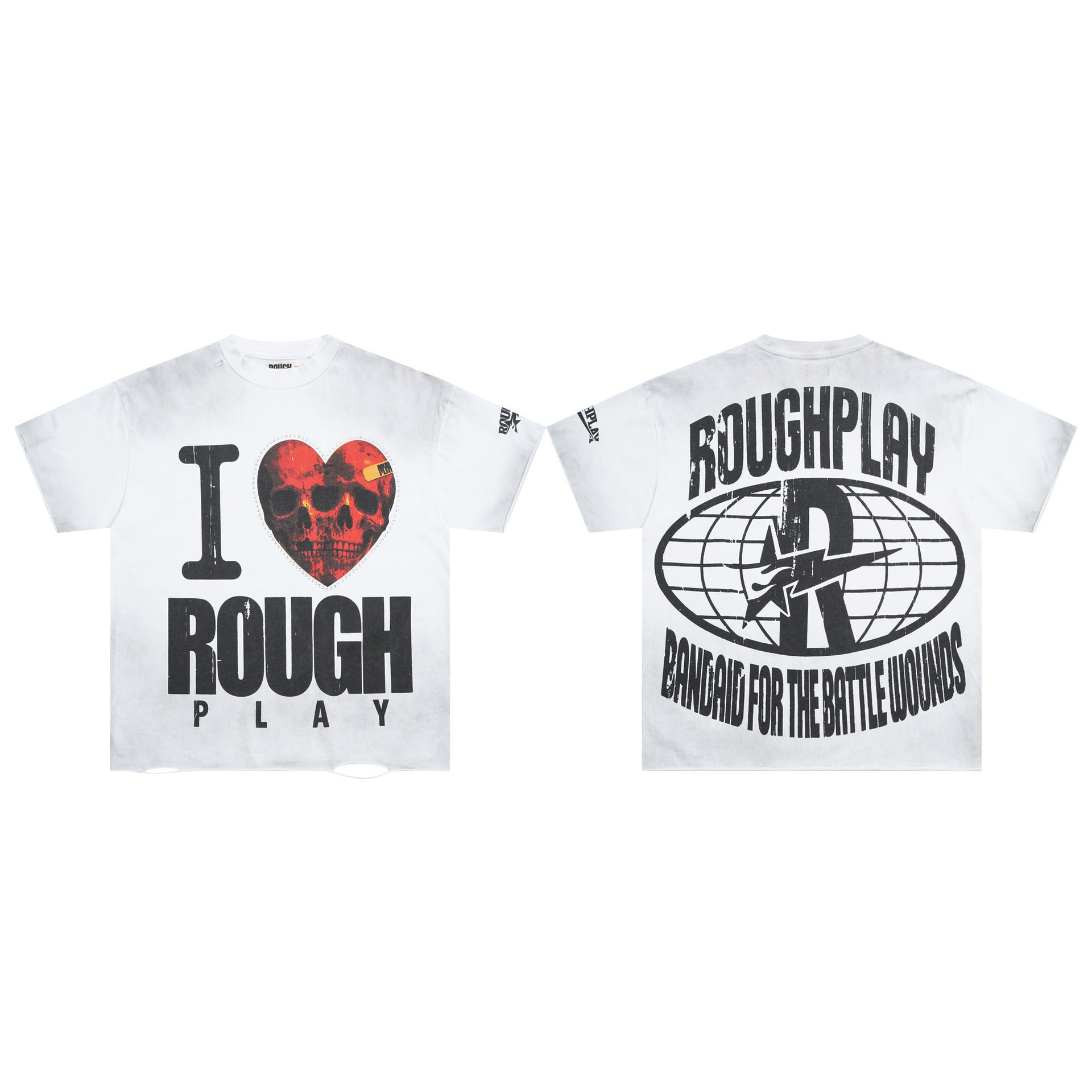 RoughPlay NYC Distressed Rhinestone Graphic Tee