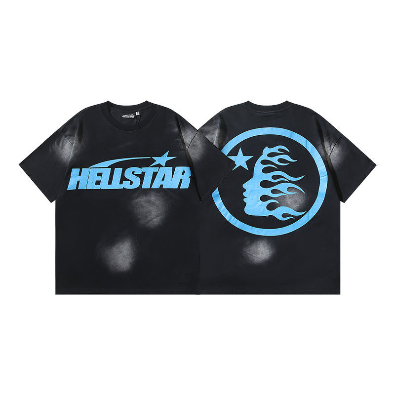 HELLSTAR 2025 American Streetwear Heavyweight Washed Vintage Oversized Short Sleeve T-Shirt