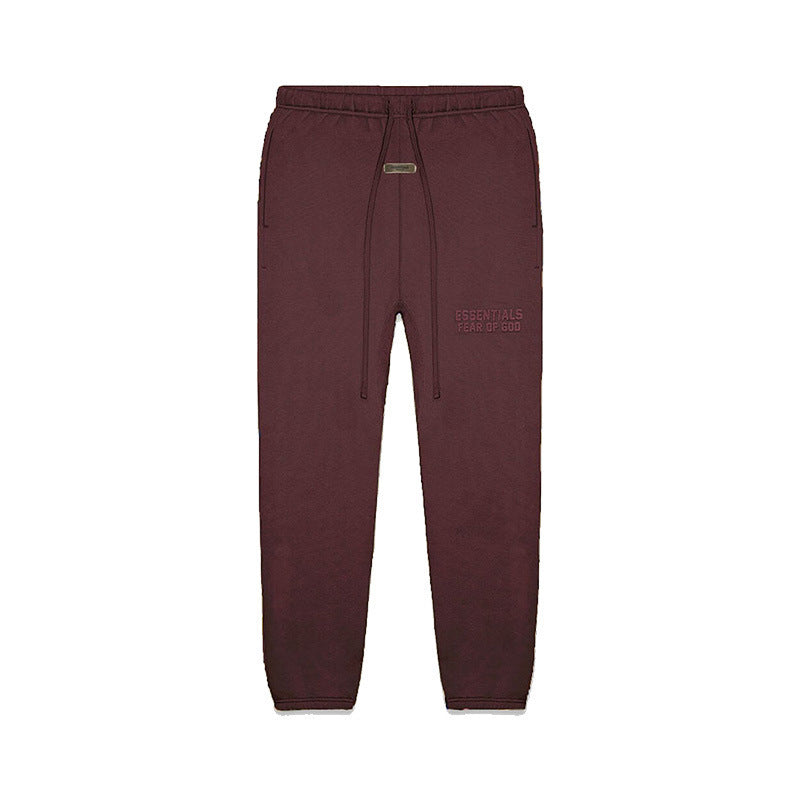 FOG Essentials Letter Embossed Fleece Drawstring Sweatpants – 2023SS American Streetwear