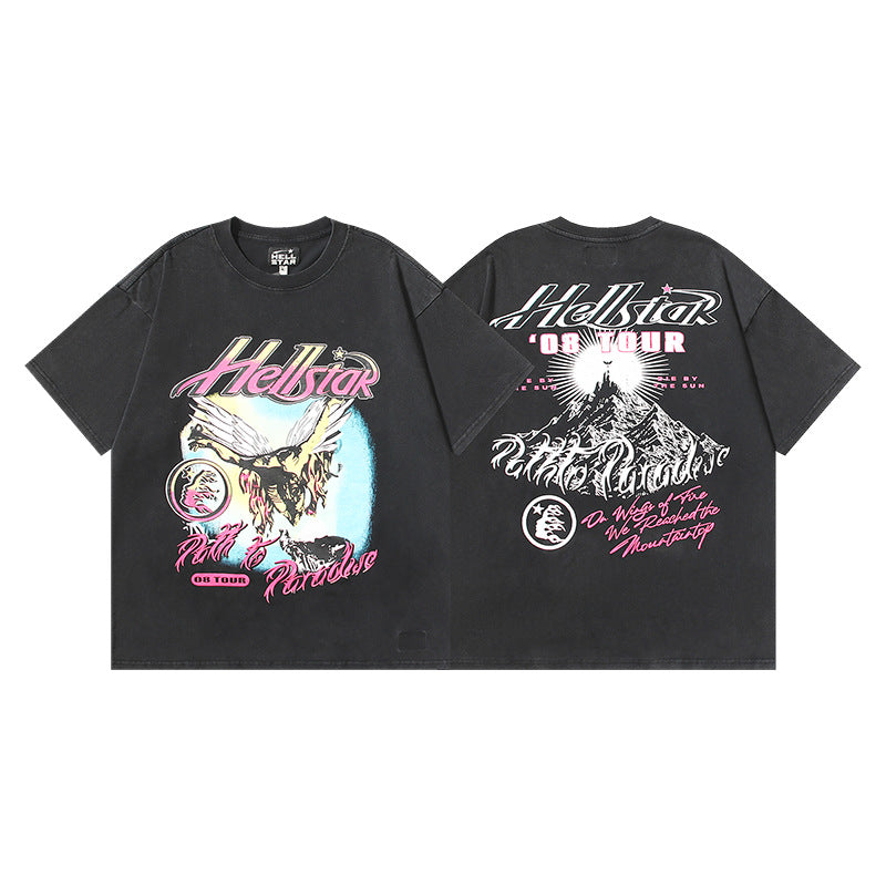 Vintage Washed Oversized Graphic Tee – Unisex American Streetwear
