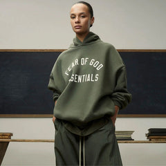 FOG Essentials Letter Print Heavy Fleece Pullover Hoodie – 2024FW Unisex High Street