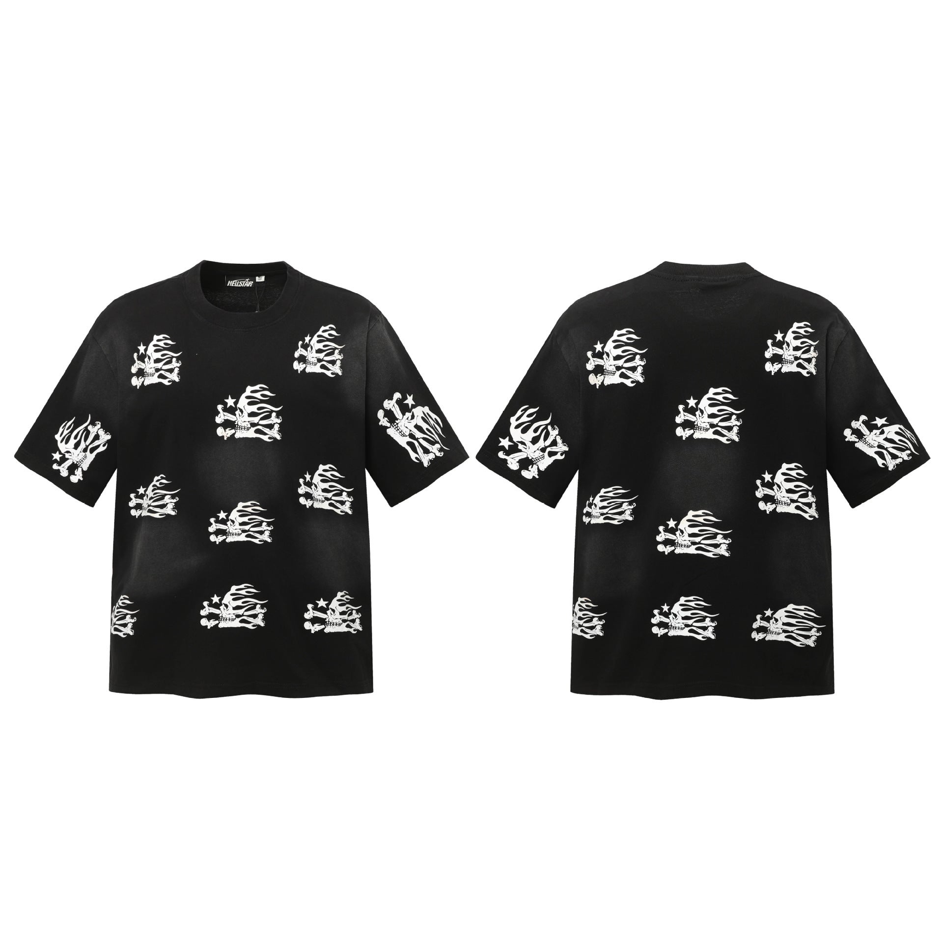 Hell Star Heel Washed Vintage American Print Short Sleeve T-Shirt