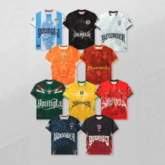 YOUNGLA Men's Soccer Jersey Graphic Tee – Oversized Quick-Dry Athletic Shirt