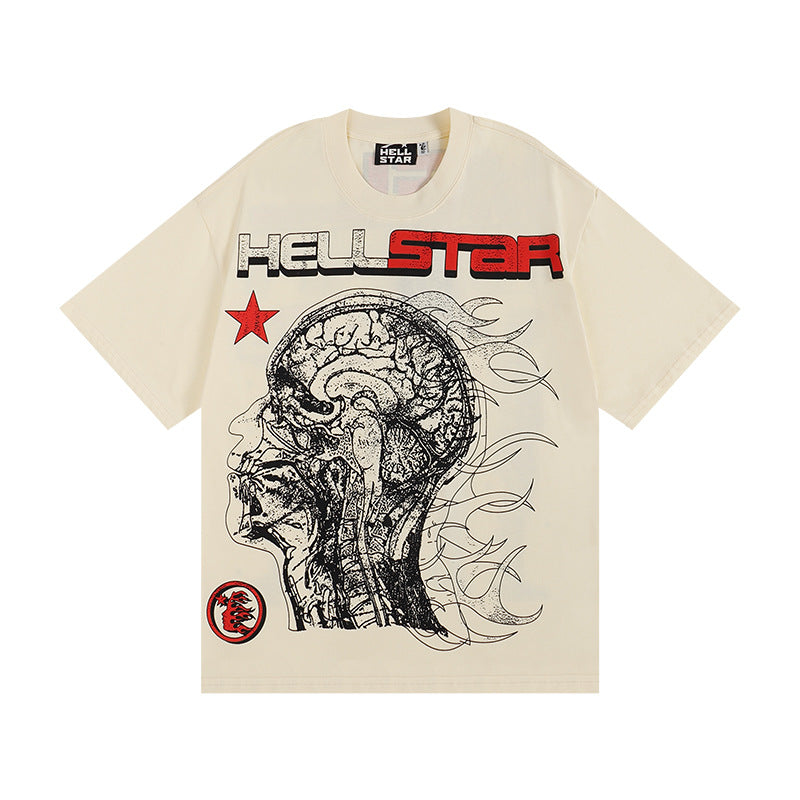 HELLSTAR Hip-Hop Graphic Letter Print Streetwear Oversized Cotton Tee