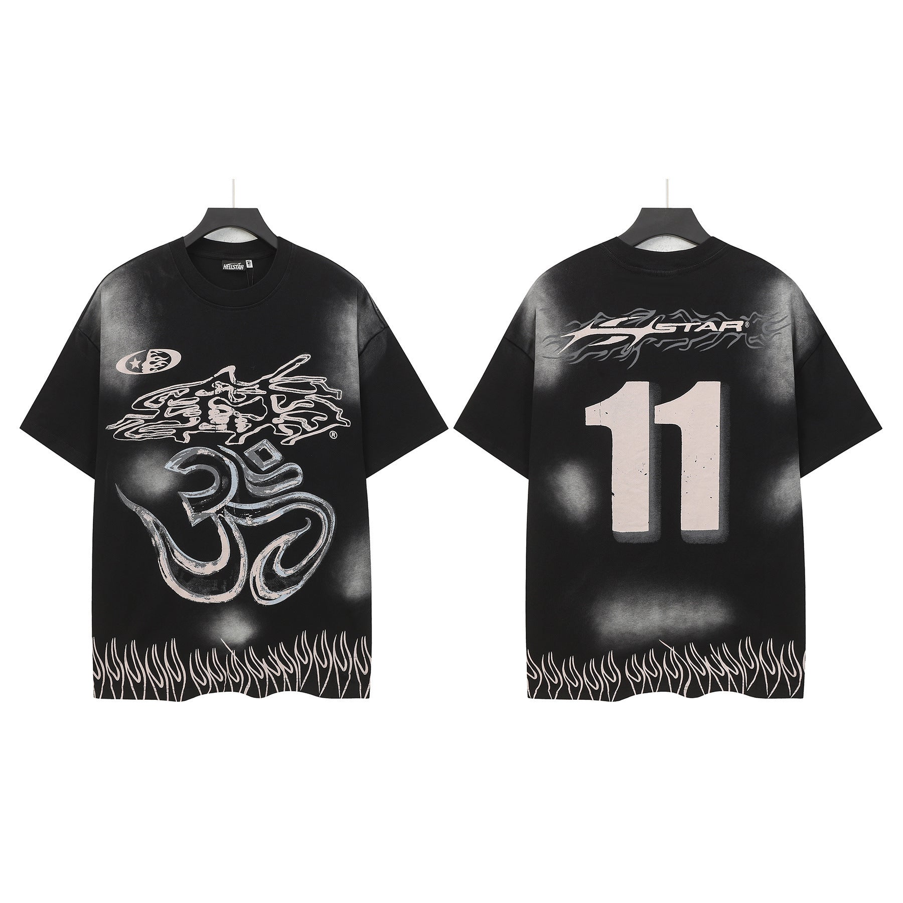 Hell Star Heel Washed Vintage American Print Short Sleeve T-Shirt
