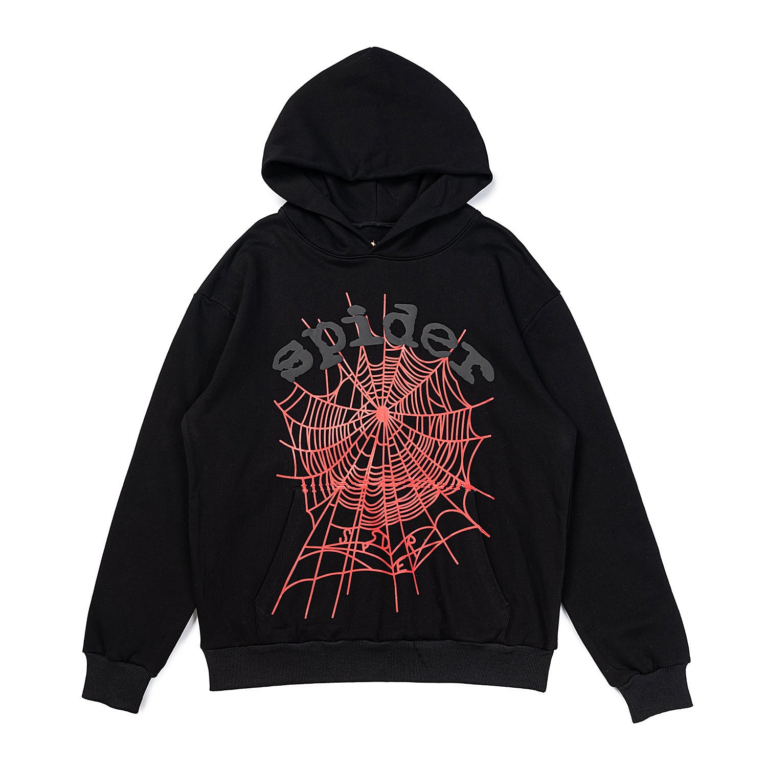 25ss High Quality SP5DER American Streetwear Rhinestone Foam Letter Spider Web Hoodie (Unisex)