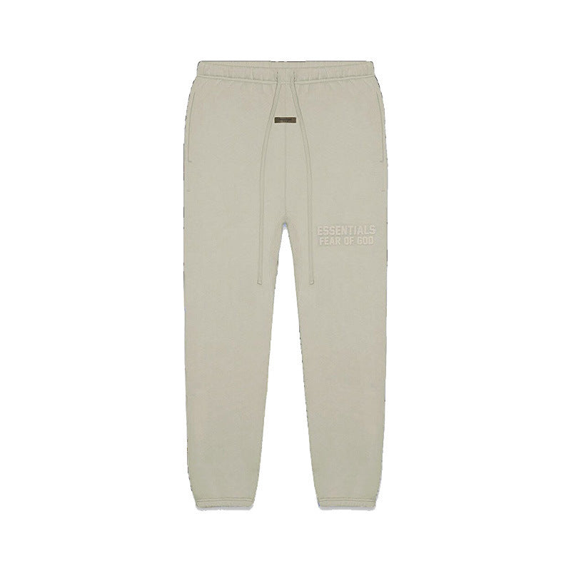 FOG Essentials Letter Embossed Fleece Drawstring Sweatpants – 2023SS American Streetwear