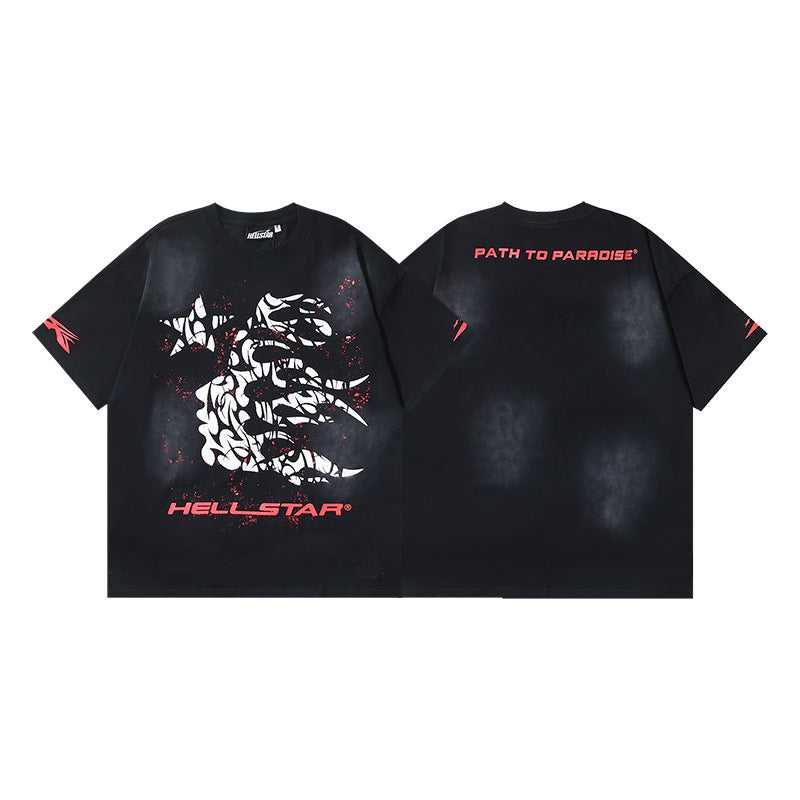 Vintage Washed Oversized Graphic Tee – Unisex American Streetwear