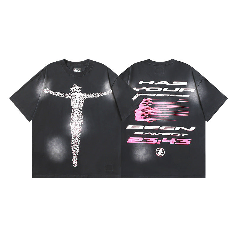 Vintage Washed Oversized Graphic Tee – Unisex American Streetwear