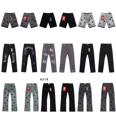 Vintage Distressed Embroidered Straight-Leg Jeans