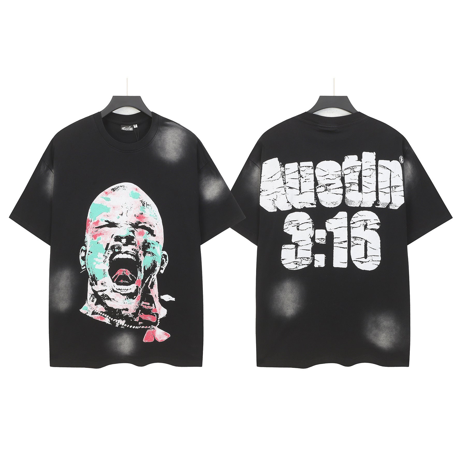 Hell Star Heel Washed Vintage American Print Short Sleeve T-Shirt
