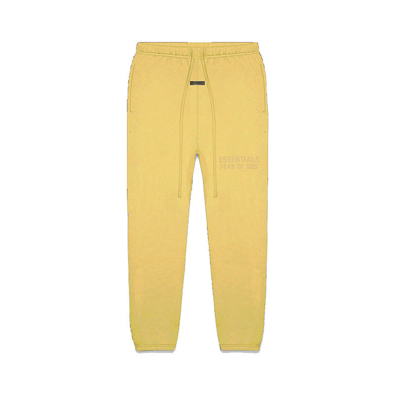 FOG Essentials Letter Embossed Fleece Drawstring Sweatpants – 2023SS American Streetwear
