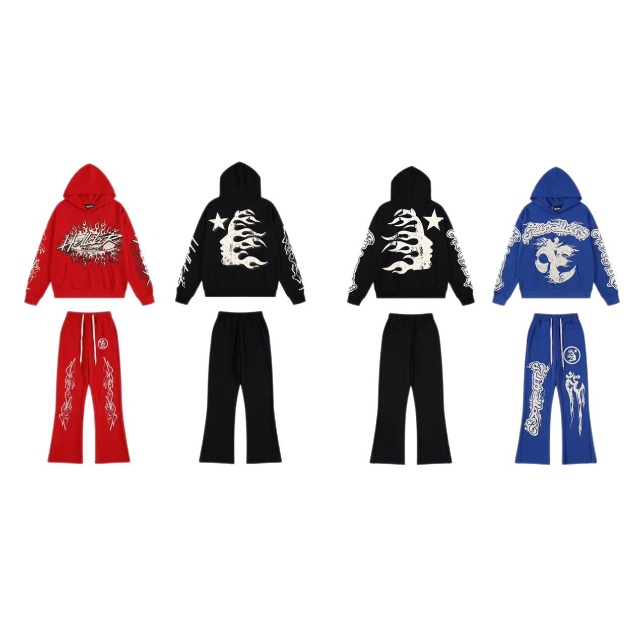 HELLSTAR 25SS American Streetwear Heavyweight Terry Graphic Hoodie & Sweatpants Set — Vol. 3