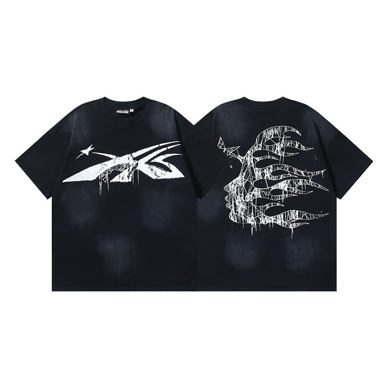Vintage Washed Oversized Graphic Tee – Unisex American Streetwear