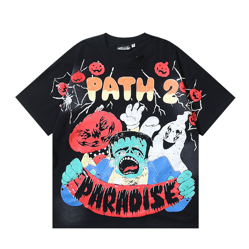 HELLSTAR Washed Vintage Graphic Tee — Unisex Oversized Streetwear