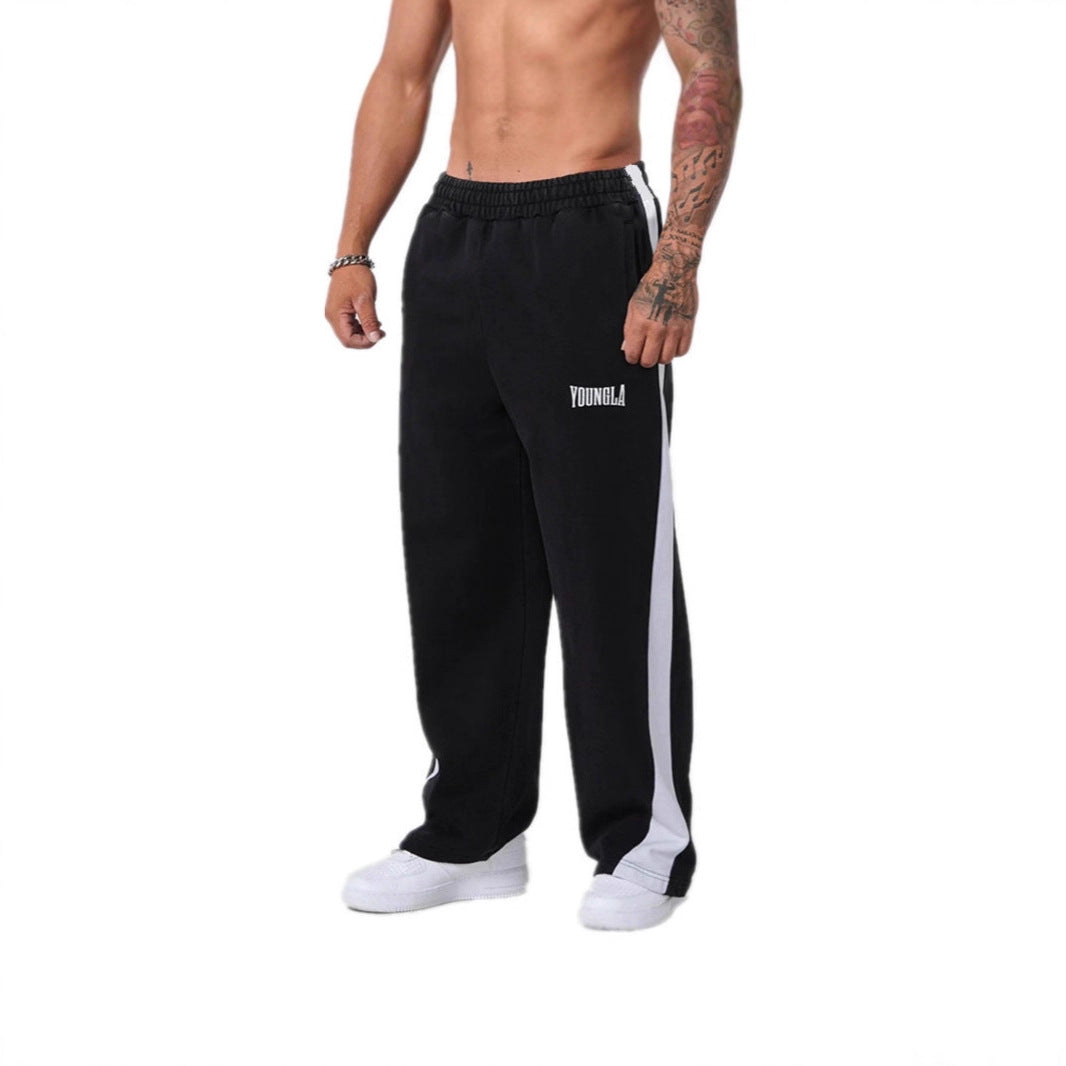 YOUNGLA Men's Camo Stripe Straight Leg Pants – Relaxed Fit Athletic Joggers