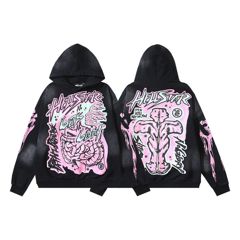 Hellstar Vintage Washed Oversized Hoodie & Sweatpants Set – Unisex American Streetwear