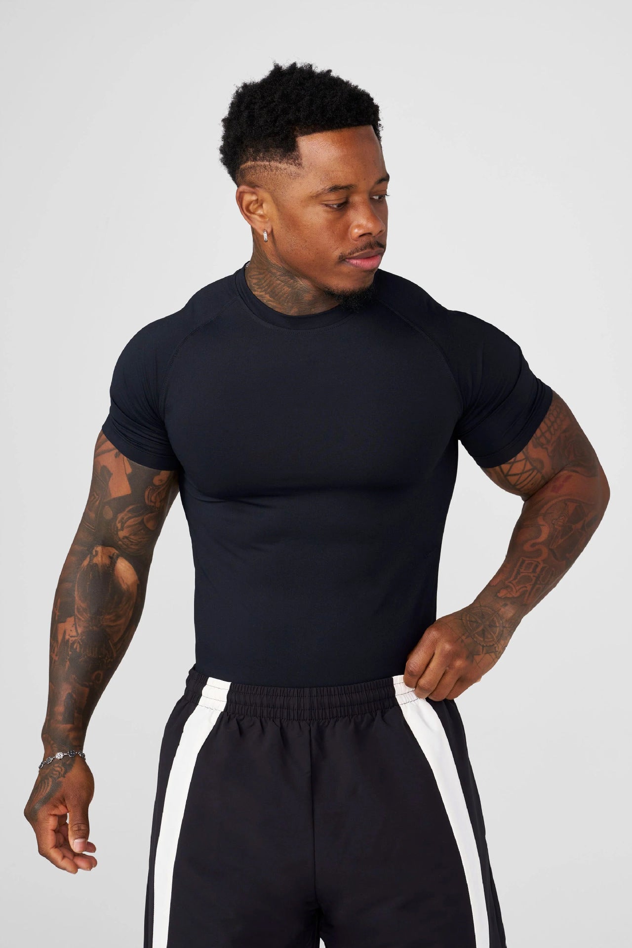 YOUNGLA Men's Compression Training Tee – High-Stretch Short Sleeve Gym Shirt