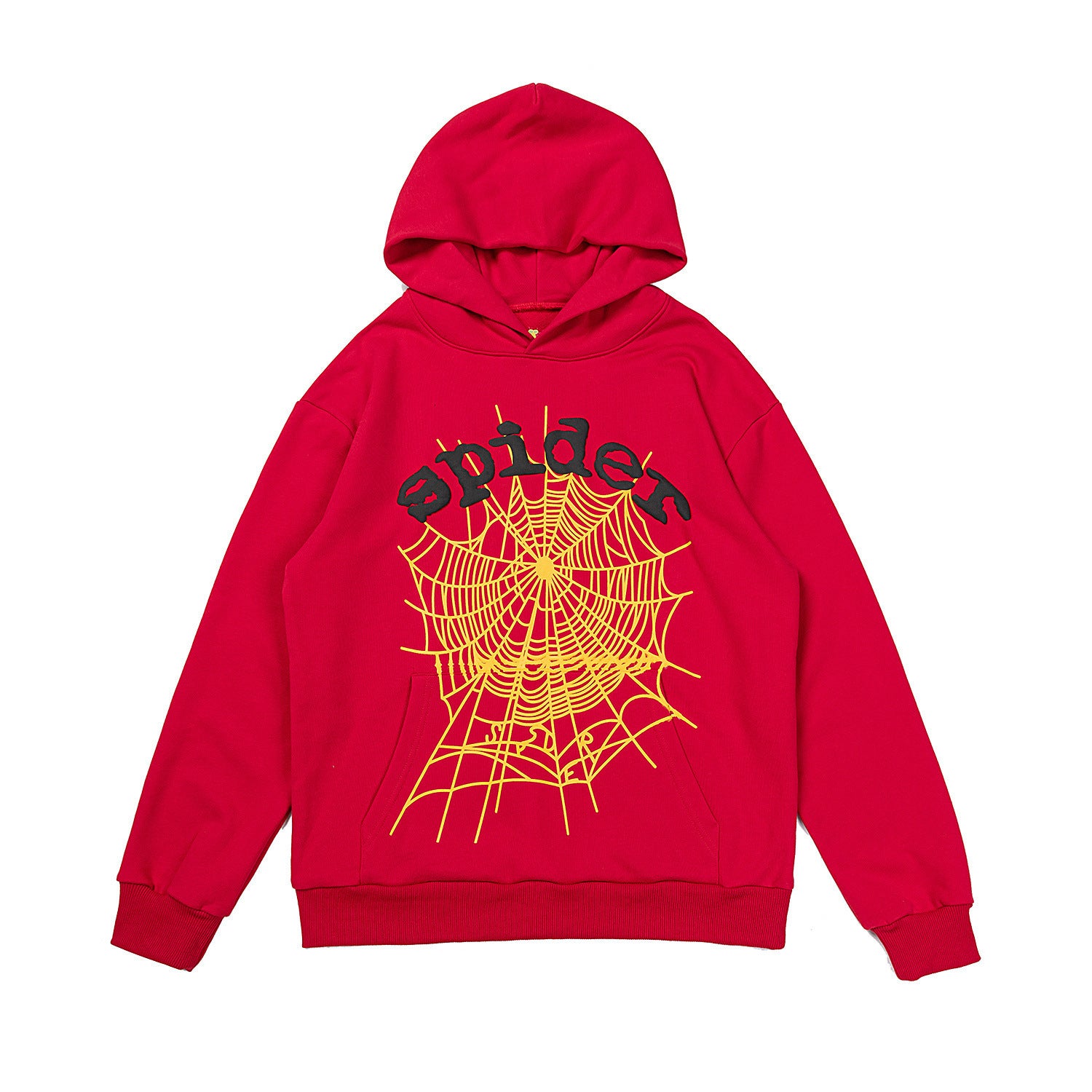 25ss High Quality SP5DER American Streetwear Rhinestone Foam Letter Spider Web Hoodie (Unisex)