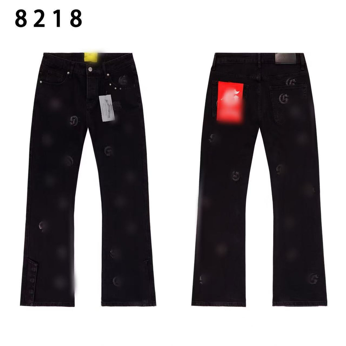 Vintage Distressed Embroidered Straight-Leg Jeans