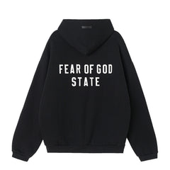 FOG Essentials Letter Embroidered Fleece Zip-Up Hoodie – 2024FW Unisex American Streetwear