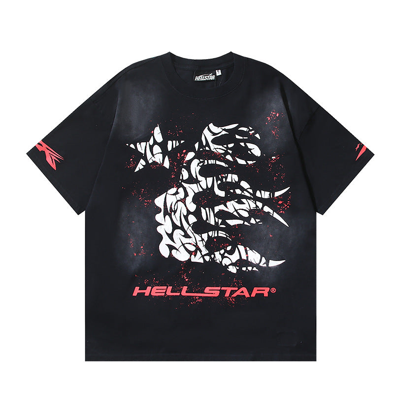HELLSTAR Washed Vintage Graphic Tee — Unisex Oversized Streetwear