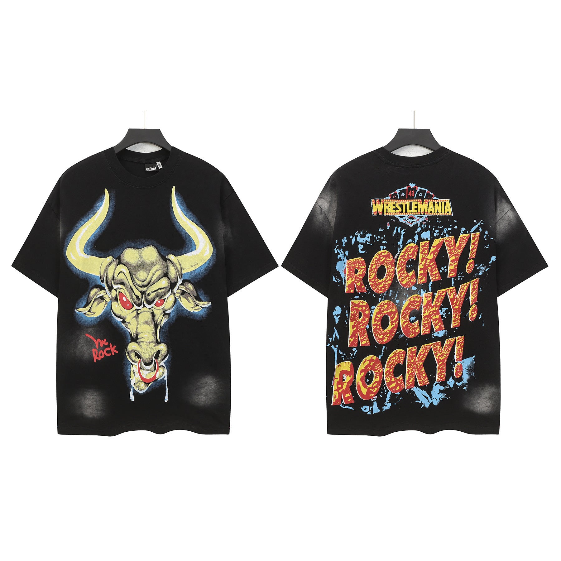 Hell Star Heel Washed Vintage American Print Short Sleeve T-Shirt