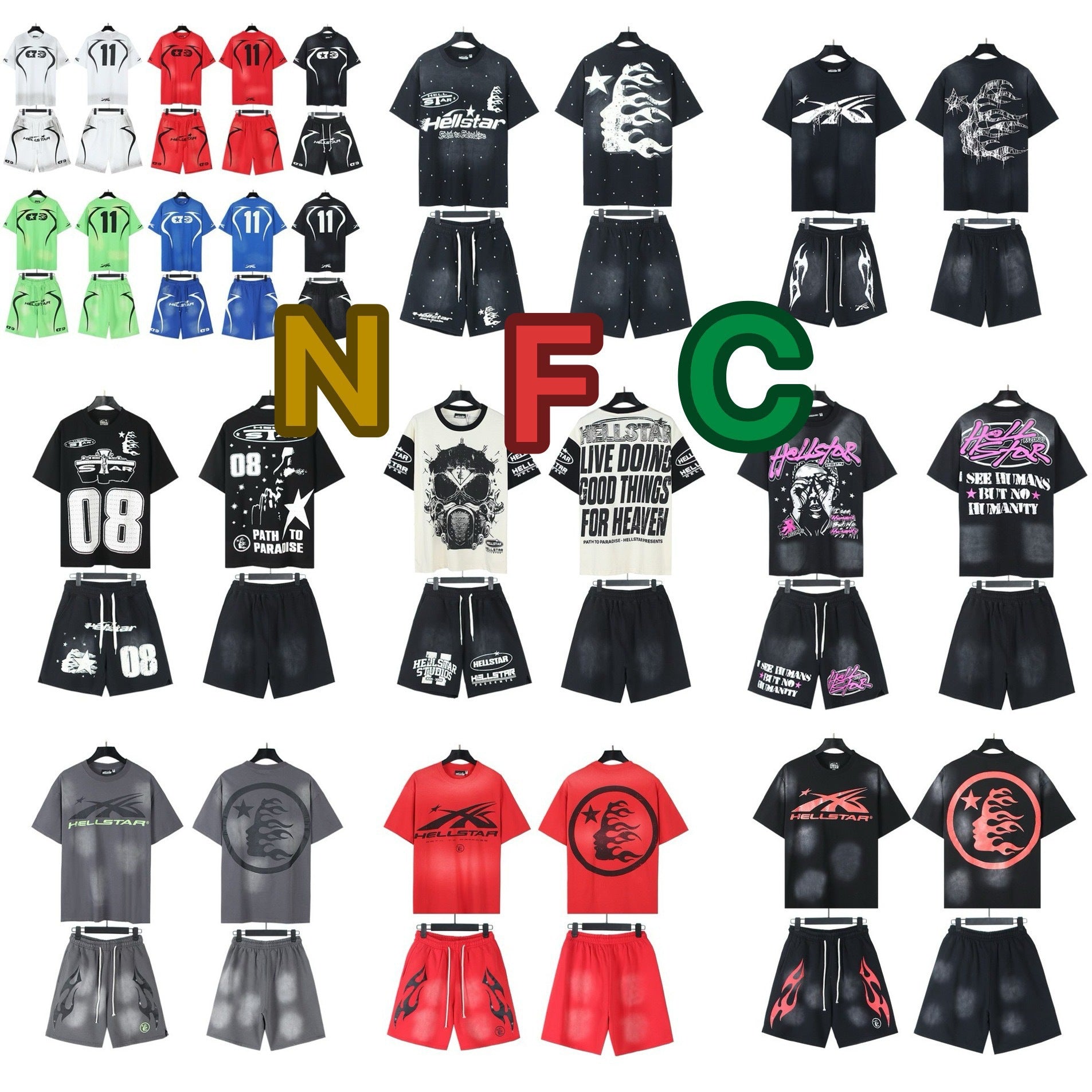 Hellstar Acid-Washed Graphic Tee & Shorts Set