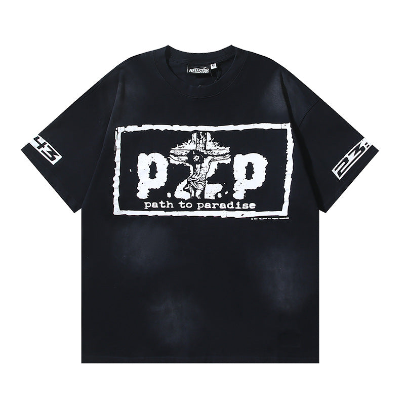 HELLSTAR Washed Vintage Graphic Tee — Unisex Oversized Streetwear