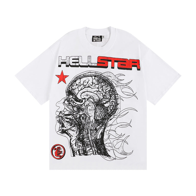 HELLSTAR Hip-Hop Graphic Letter Print Streetwear Oversized Cotton Tee