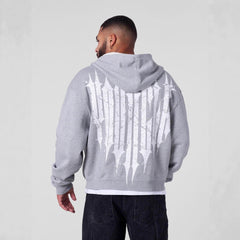 YOUNGLA Men's Graphic Zip-Up Hoodie – Heavyweight Fleece Streetwear Sweatshirt