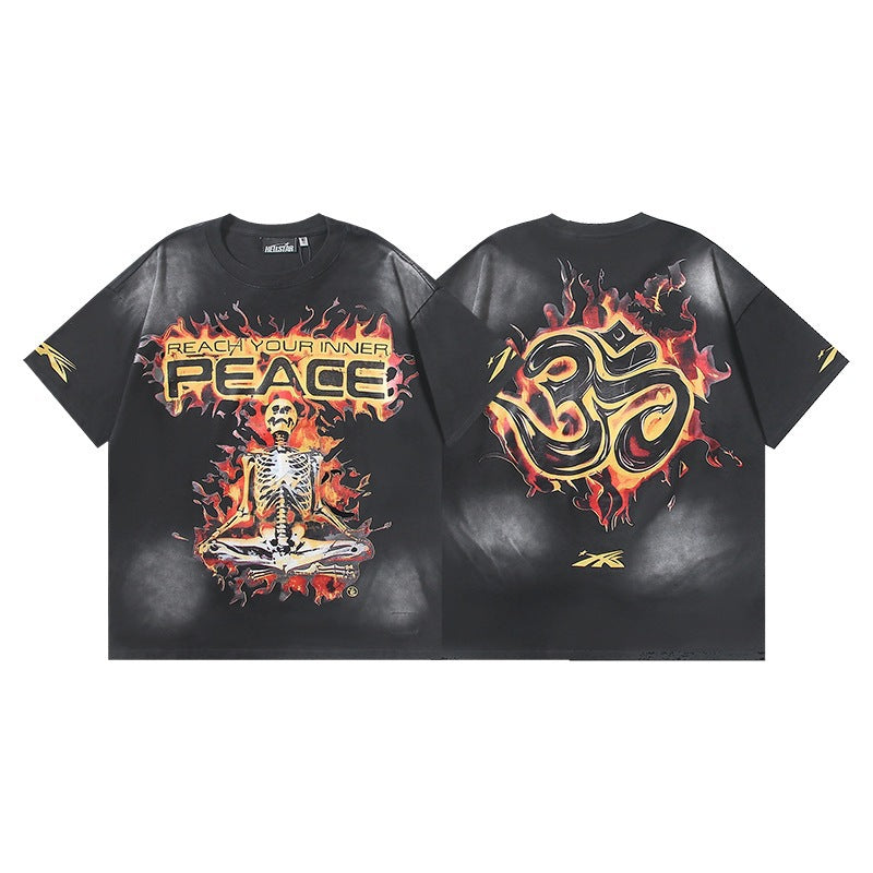 Hellstar Acid-Washed Graphic Tee & Shorts Set