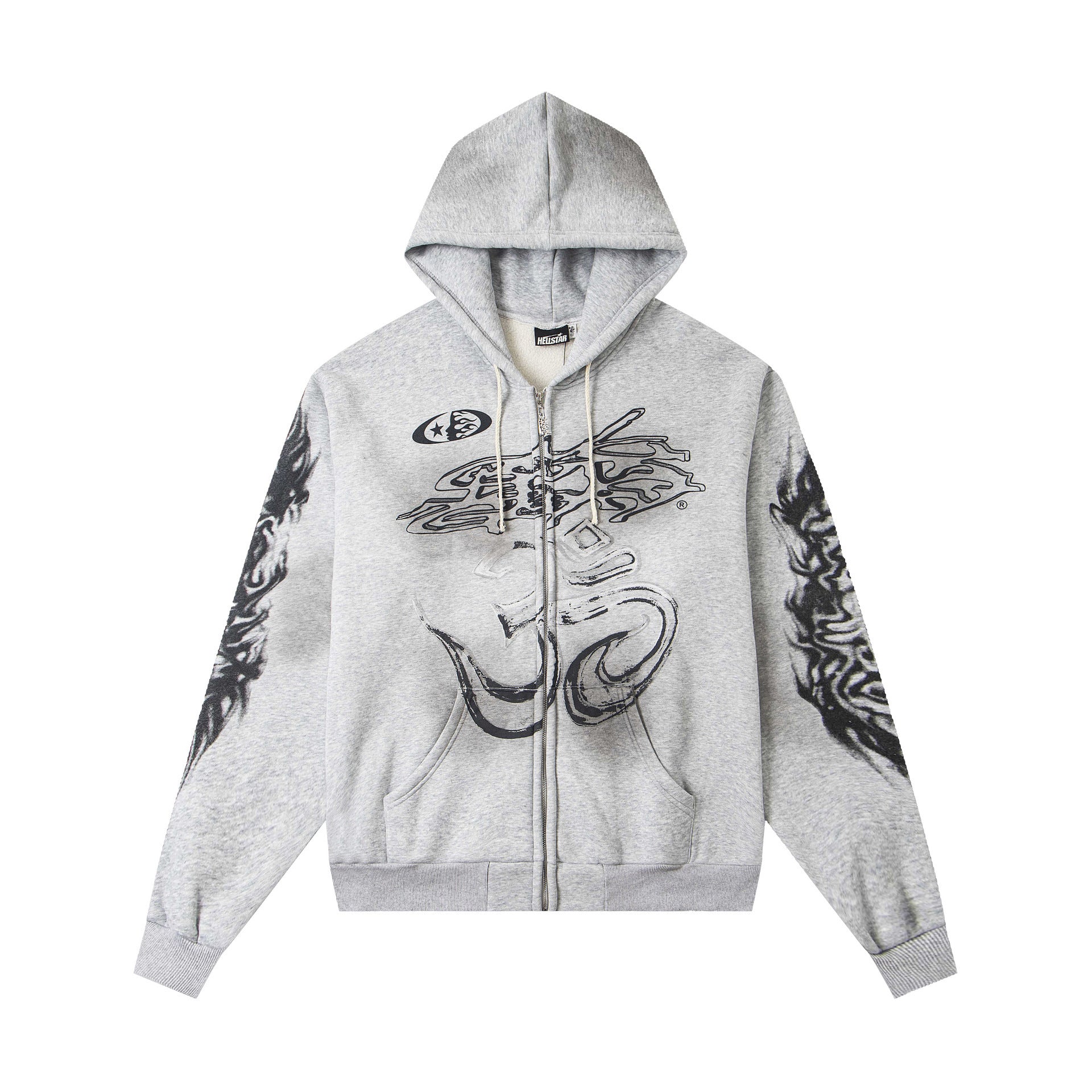 2025 Hellstar Streetwear Fleece-Lined Washed Zip-Up Hoodie – Unisex
