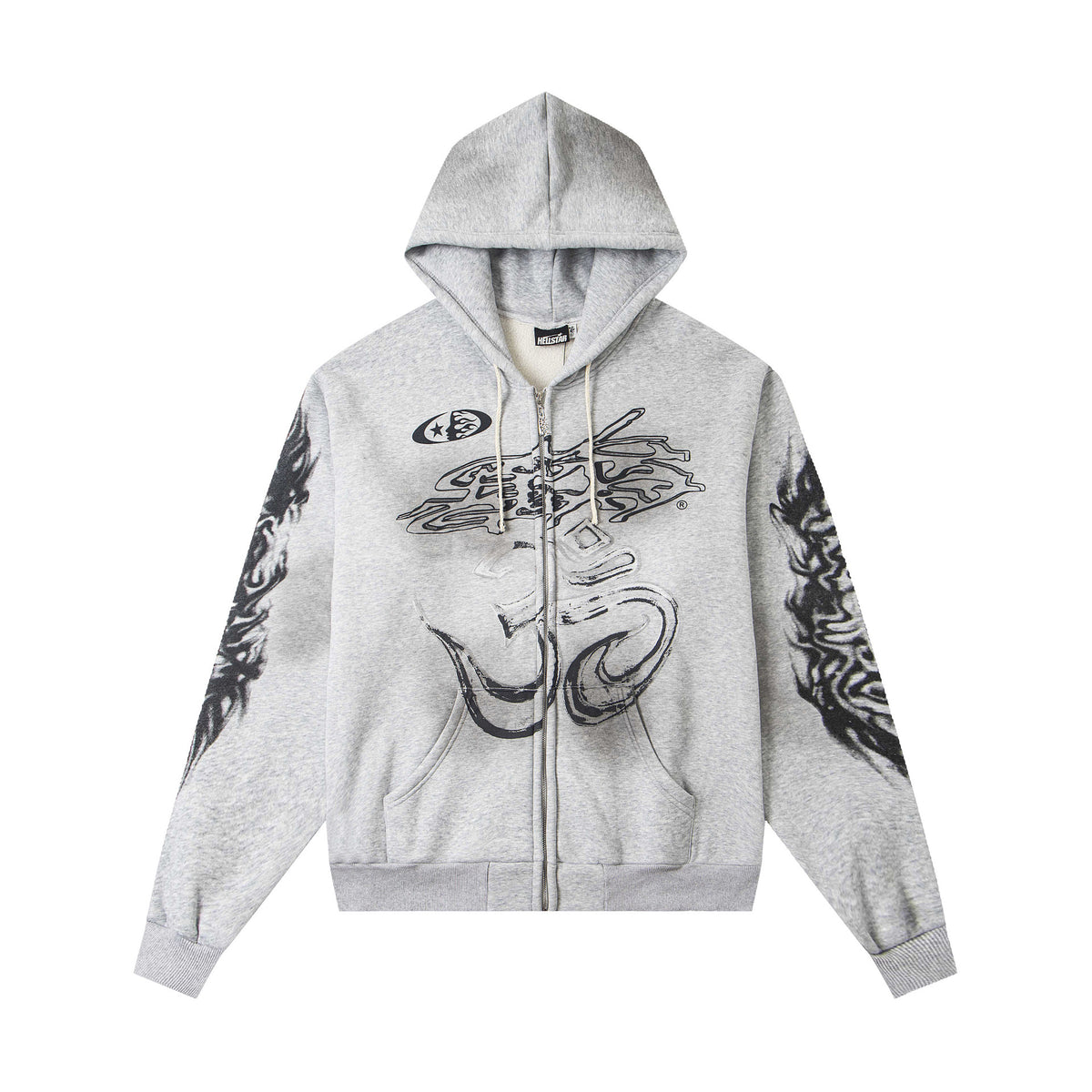 2025 Hellstar Streetwear Fleece-Lined Washed Zip-Up Hoodie – Unisex