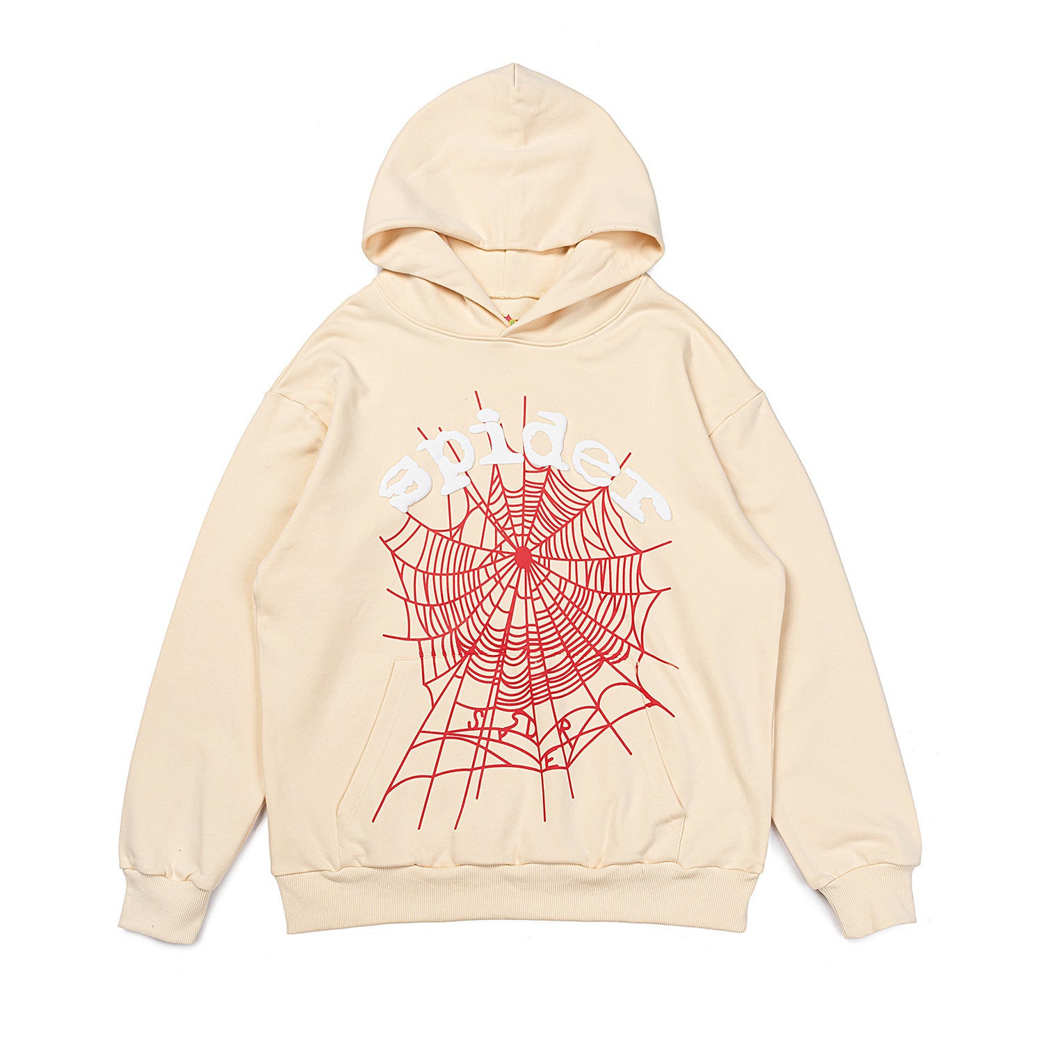 25ss High Quality SP5DER American Streetwear Rhinestone Foam Letter Spider Web Hoodie (Unisex)