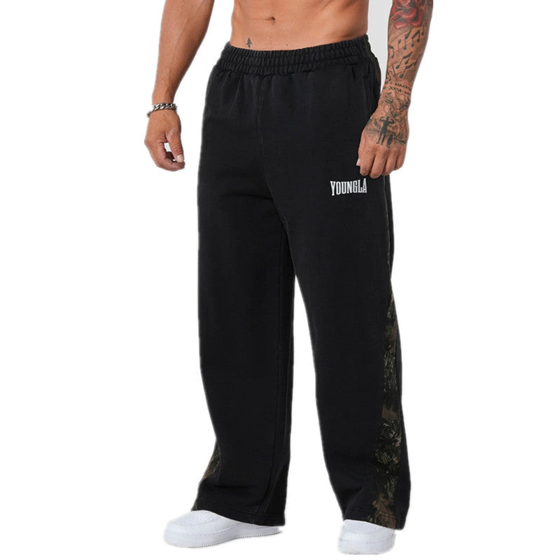 YOUNGLA Men's Camo Stripe Straight Leg Pants – Relaxed Fit Athletic Joggers