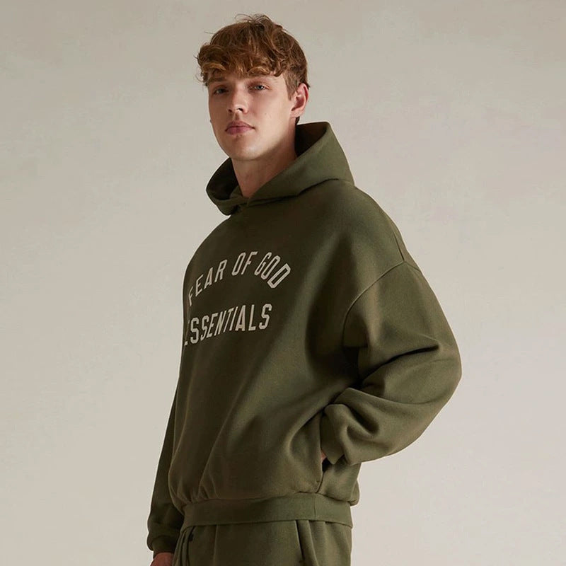 FOG Essentials Letter Print Heavy Fleece Pullover Hoodie – 2024FW Unisex High Street