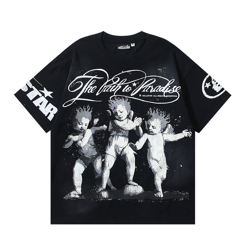 HELLSTAR Washed Vintage Graphic Tee — Unisex Oversized Streetwear