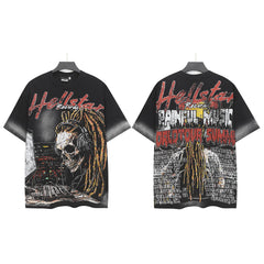 Hell Star Heel Washed Vintage American Print Short Sleeve T-Shirt
