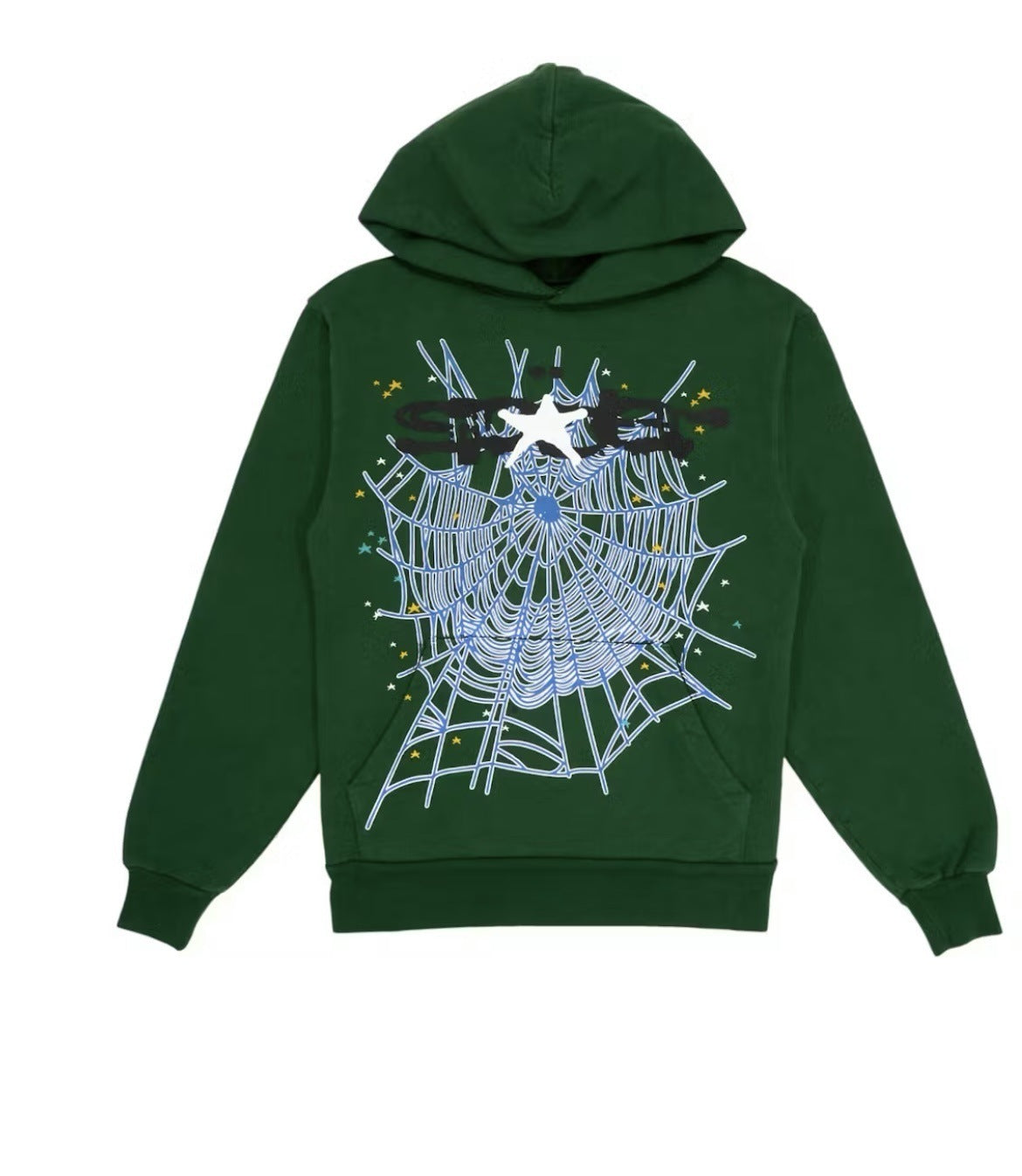 25ss High Quality SP5DER American Streetwear Rhinestone Foam Letter Spider Web Hoodie (Unisex)