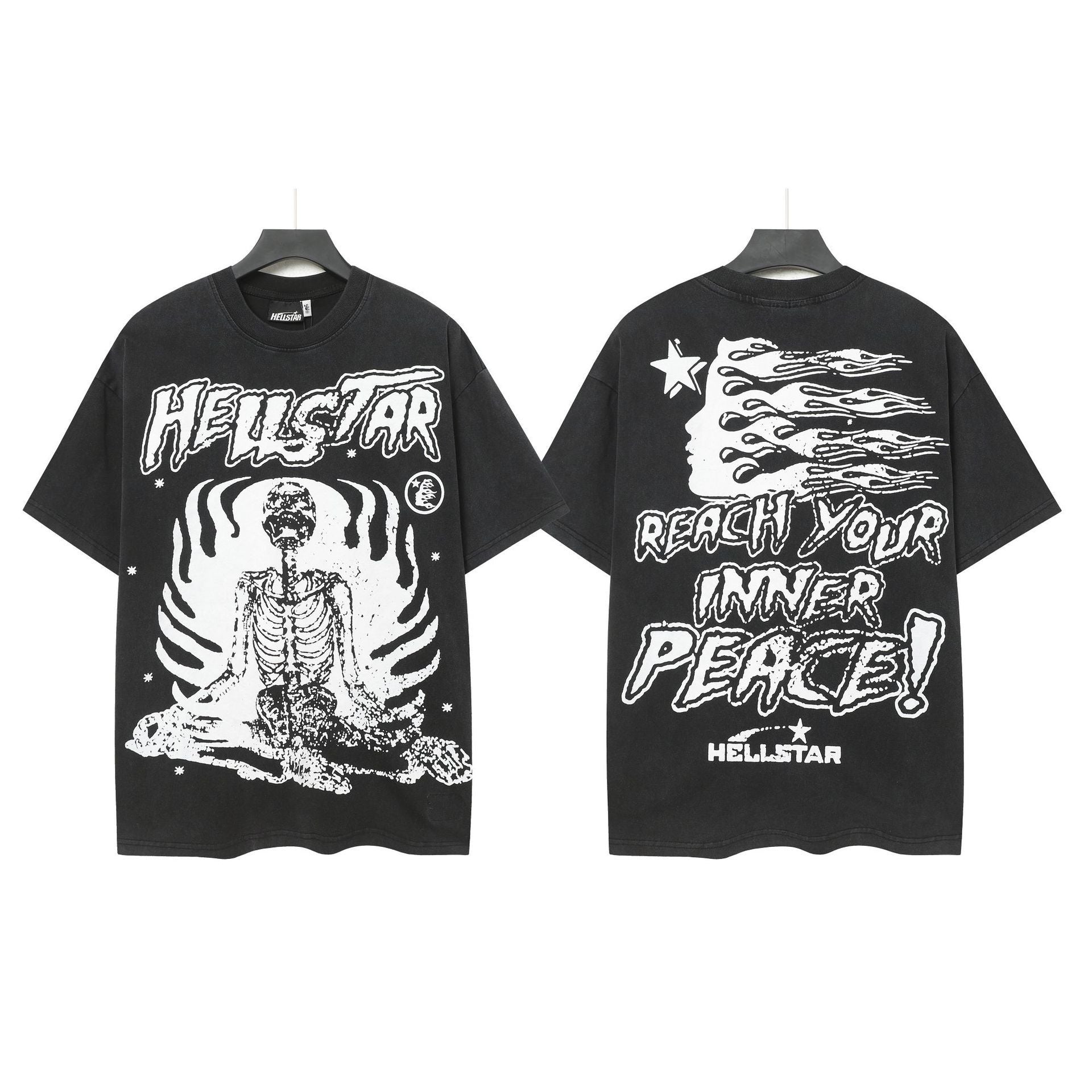 Hell Star Heel Washed Vintage American Print Short Sleeve T-Shirt